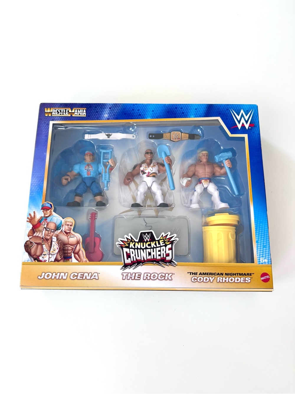 WWE Knuckle Crunchers 3-Pack Action Figures - John Cena, The Rock, Cody Rhodes